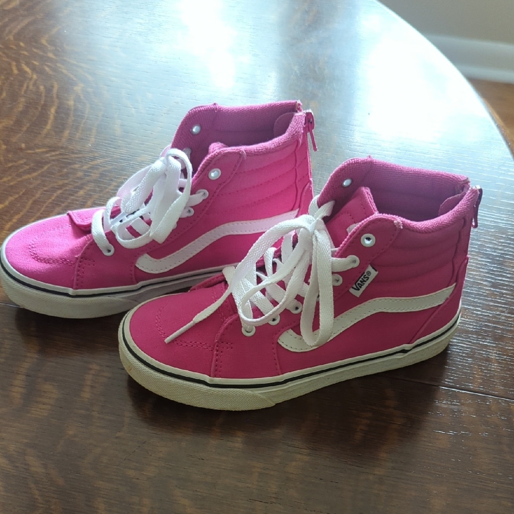 Vans Pink Canvas High Top Canvas Shoe.